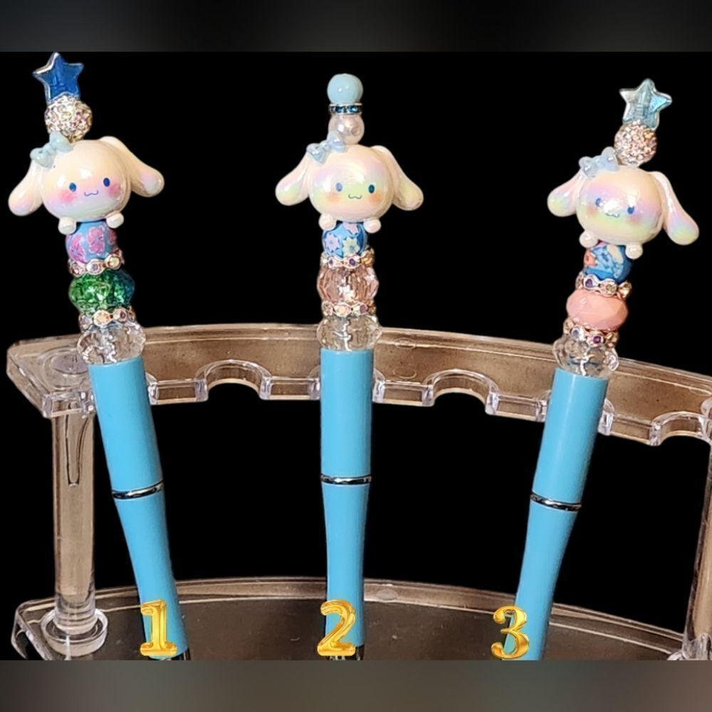 New! Custom Made Adorable Cinnamoroll Beaded Pen w/Free Ink Refill